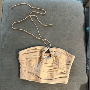 Zara dusty pink crop top with halter tie and side zipper